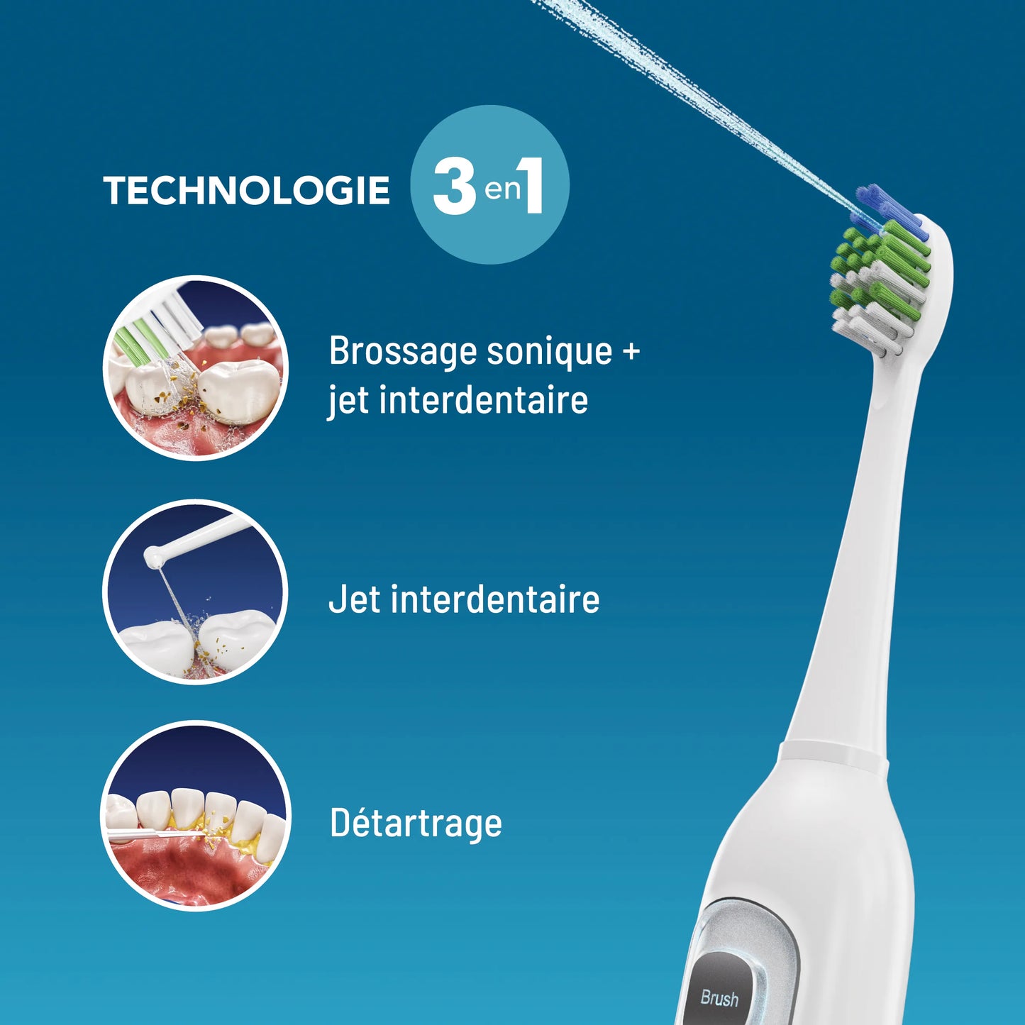 Brosse à dents électrique 3-en-1 Kleeneo™
